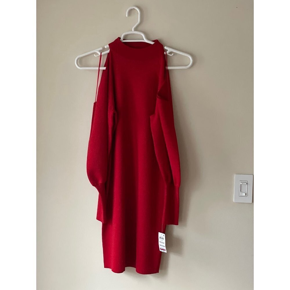 INC Cold shoulder Cut Out / ballon puff sleeve dress NWT